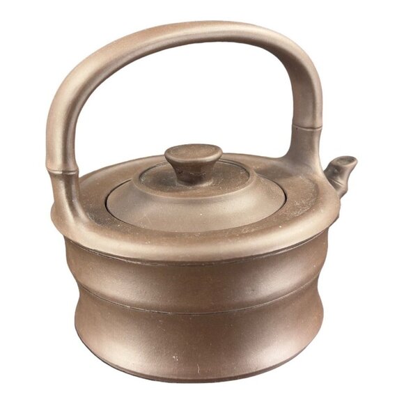Yixing Zisha Clay Handmade Ceramic Pottery Teapot Carafe W Handle Artist Marked - Picture 12 of 15